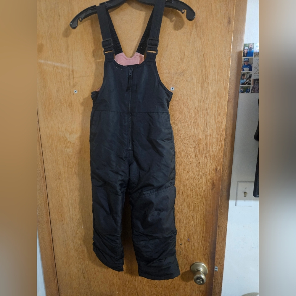 All in Motion Black & Pink Fleece Snow Bibs,
